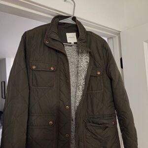 Thread & Supply Olive Green Quilted Field Jacket with Sherpa Interior